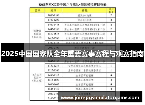 2025中国国家队全年重要赛事赛程与观赛指南