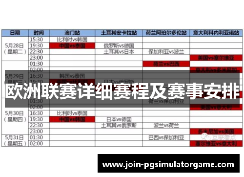 欧洲联赛详细赛程及赛事安排