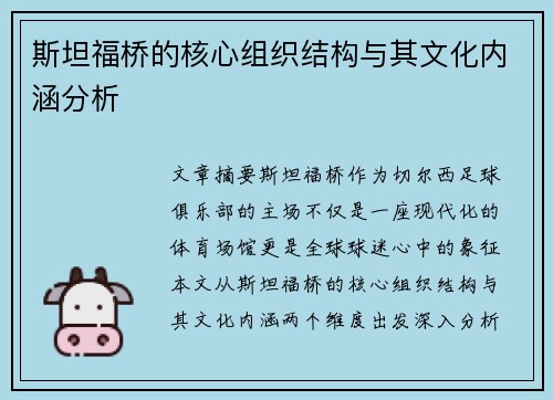 斯坦福桥的核心组织结构与其文化内涵分析
